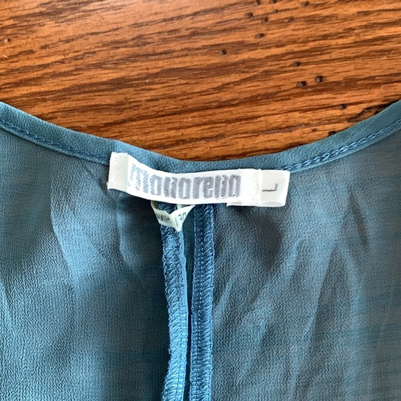 Monoreno for Anthropologie Sheer Tunic Tank Dress Women’s Blue Pockets Sz Large - Picture 6 of 12